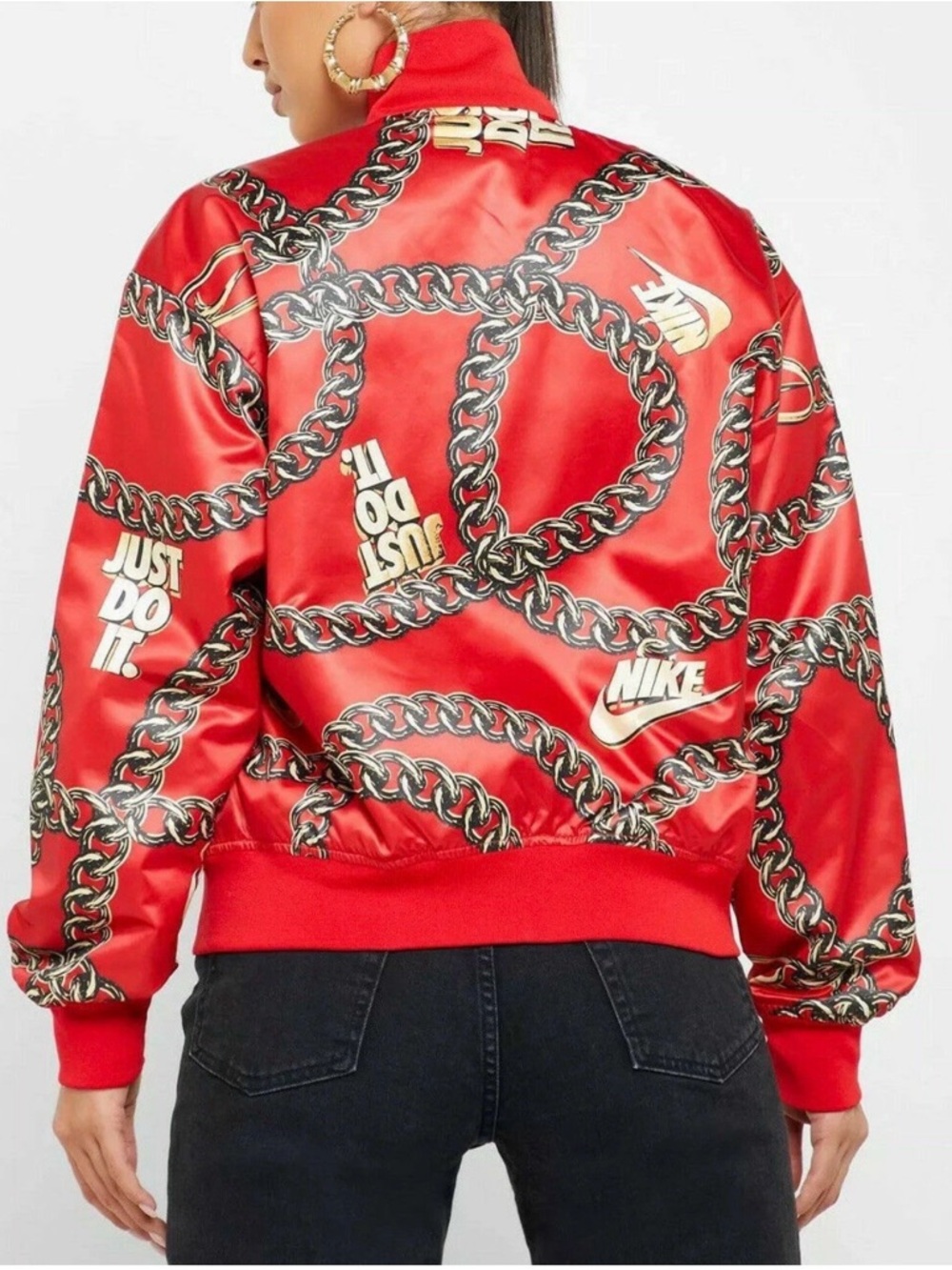 Nike Icon Clash Chain Print Bomber, Red, Size M